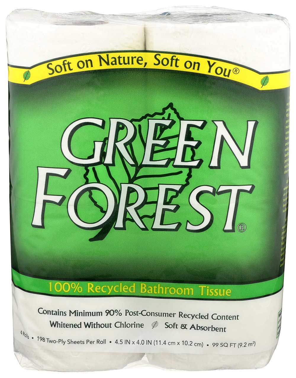 Green Forest 2 Ply White Bathroom Tissue, 99 Feet -- 24 Per Case