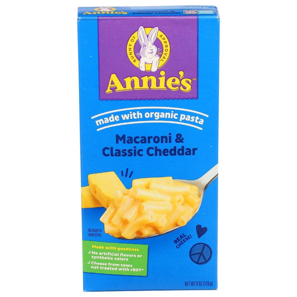 Annies Homegrown Organic Macaroni and Classic Cheddar Cheese, 6 Ounce -- 12 per case