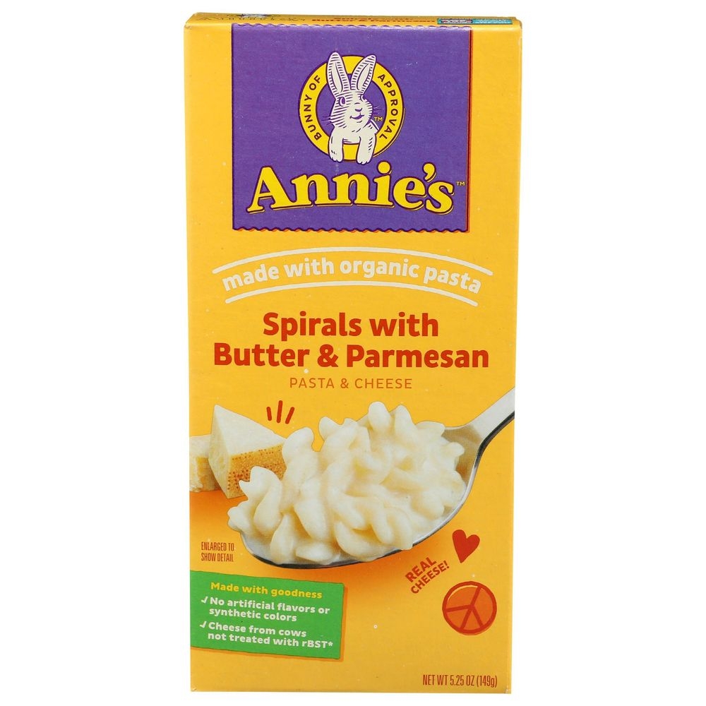 Annies Homegrown Spirals with Butter and Parmesan Pasta and Cheese, 5.25 Ounce -- 12 per case