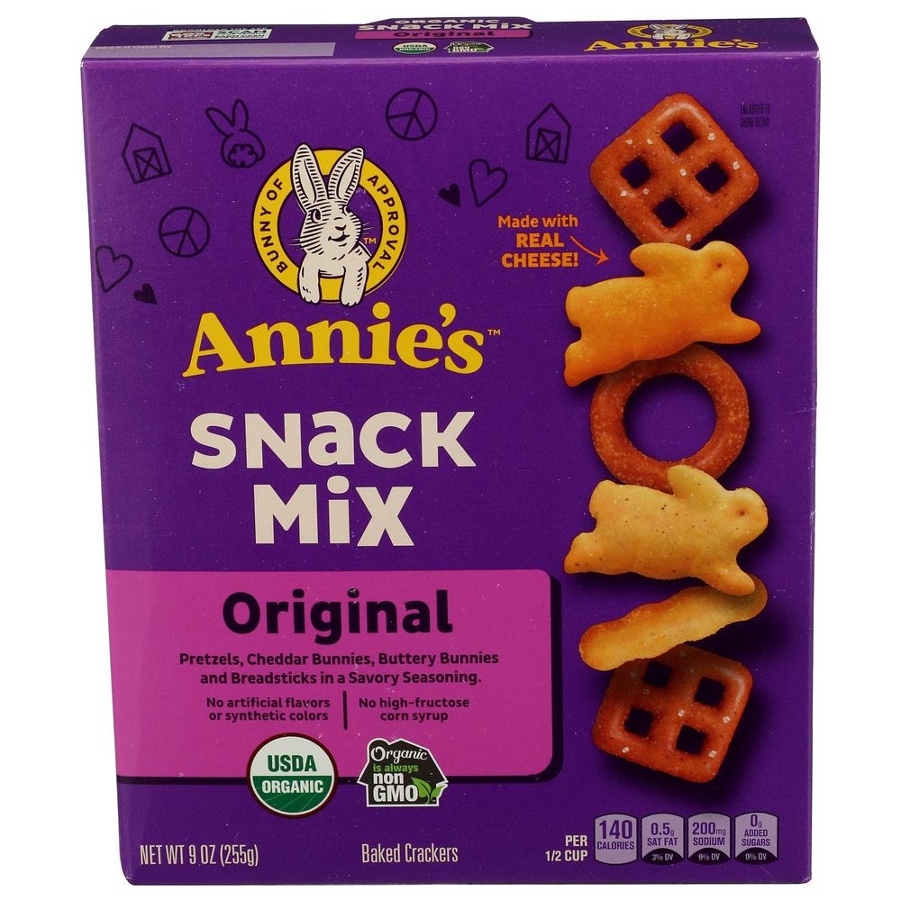 Annies Homegrown Organic Pretzels Cheddar and Buttery Crackers Snack Mix, 9 Ounce -- 12 per case
