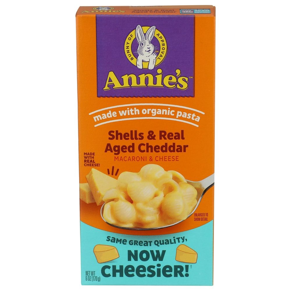 Annies Homegrown Organic Shells and Real Aged Cheddar Mac and Cheese, 6 Ounce -- 12 per case