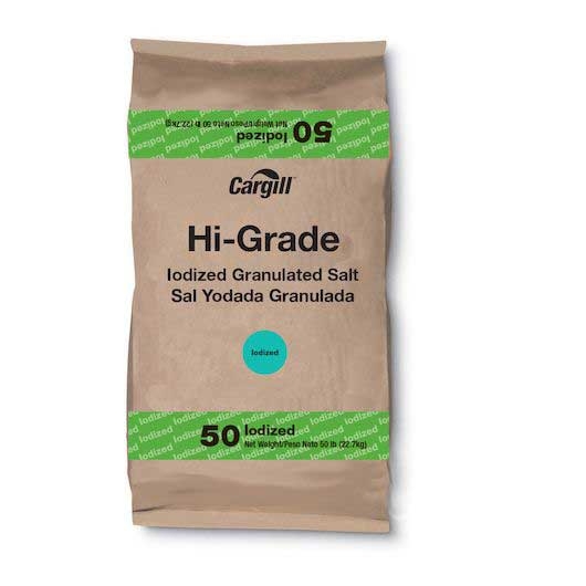 Cargill Hi Grade Iodized Granulated Salt, 50 Pound