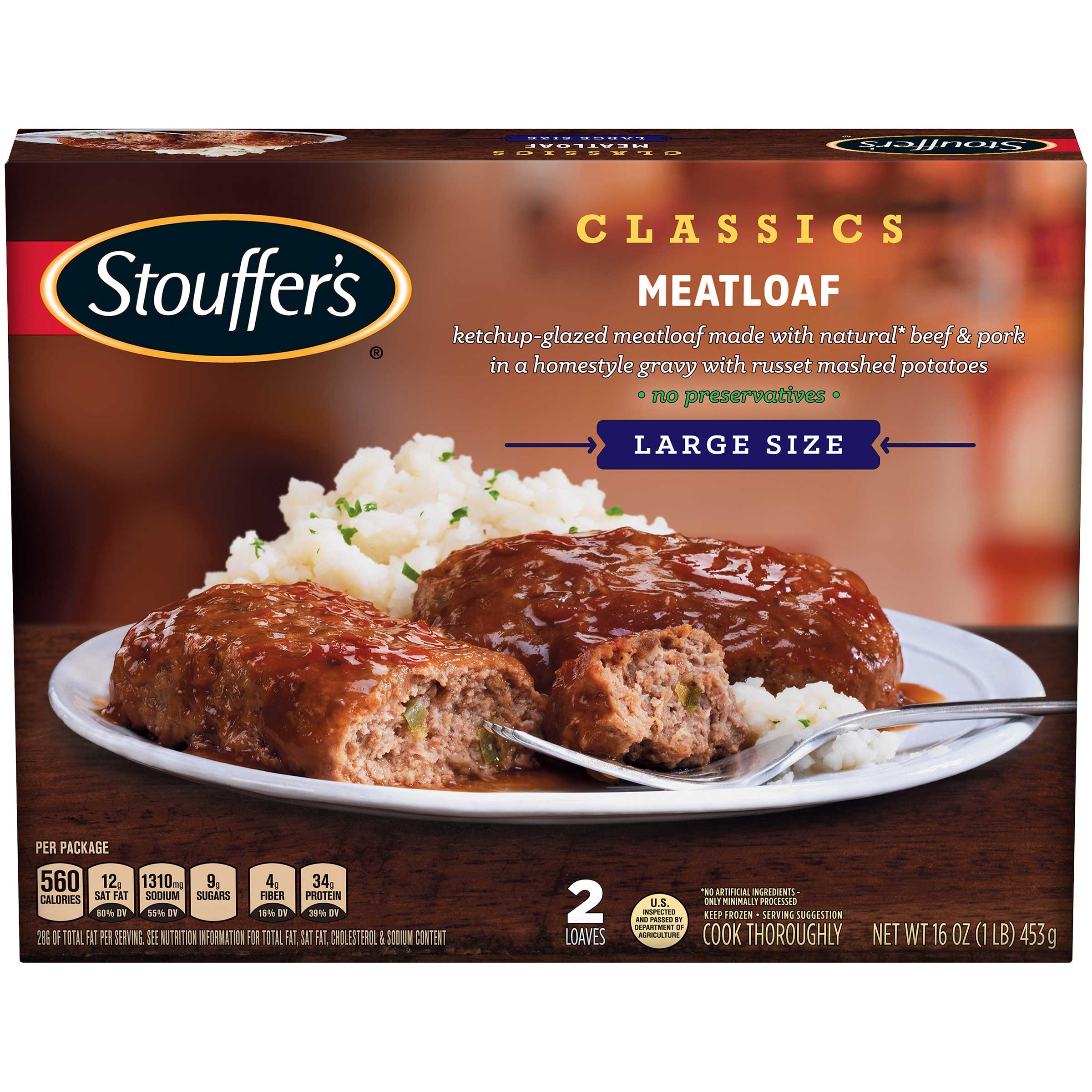 Nestle Stouffers Meatloaf - Entree, 16 Ounce -- 12 per case.