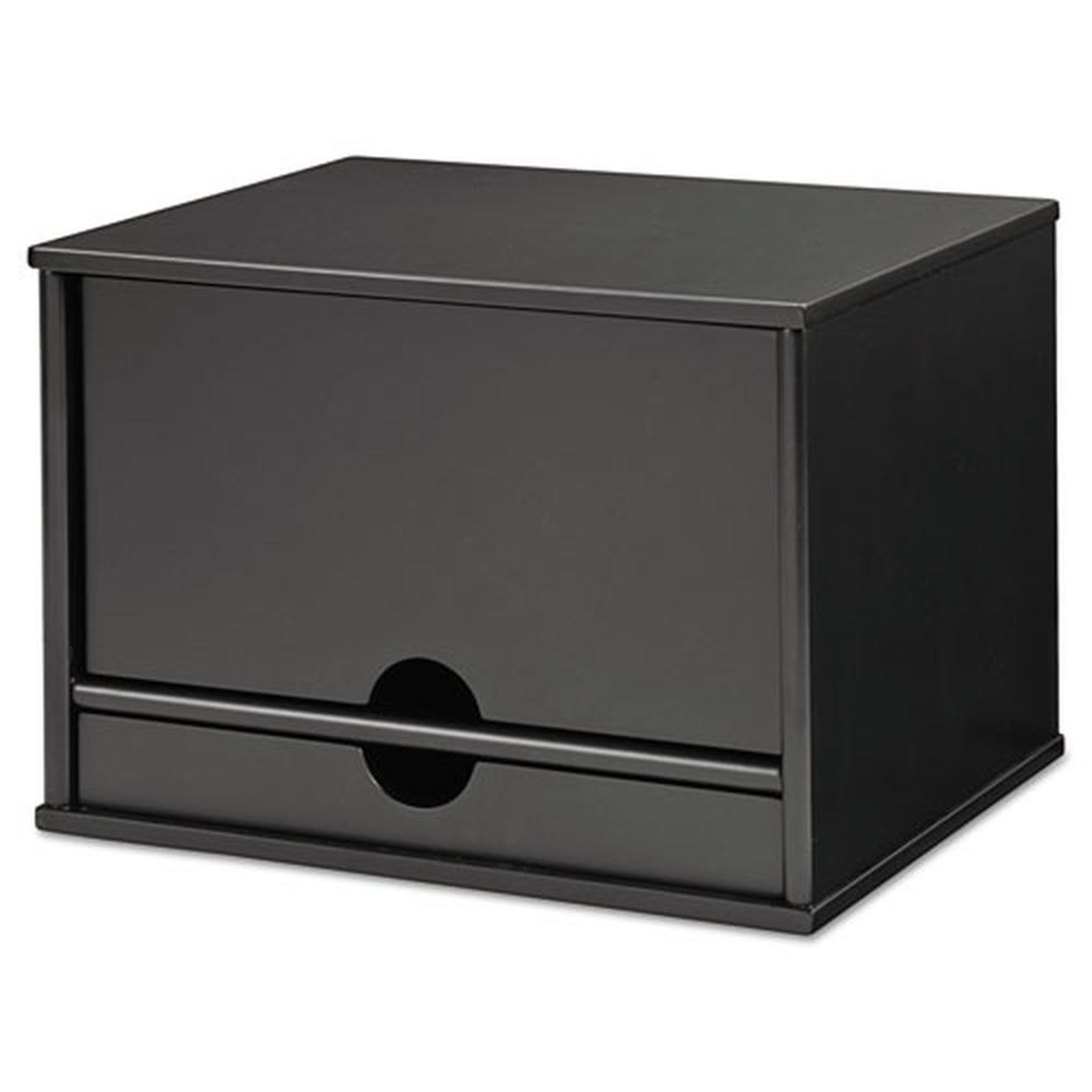 Victor Midnight Black Collection 5 Compartments MDF Desktop Organizer, 13.3 x 10.5 x 9.4 inch