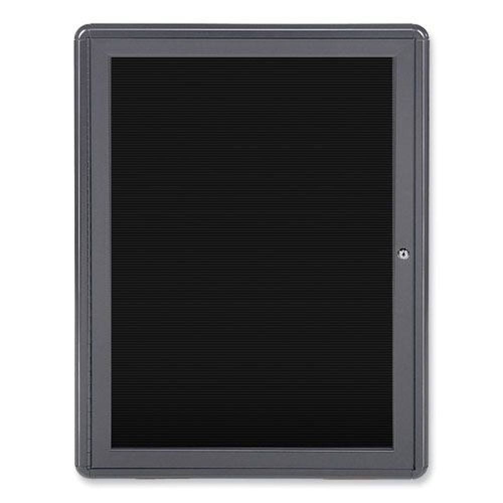 Ghent Gray Powder Coated Aluminum Frame Black Surface Enclosed Letterboard, 24.13 x 33.75 inch