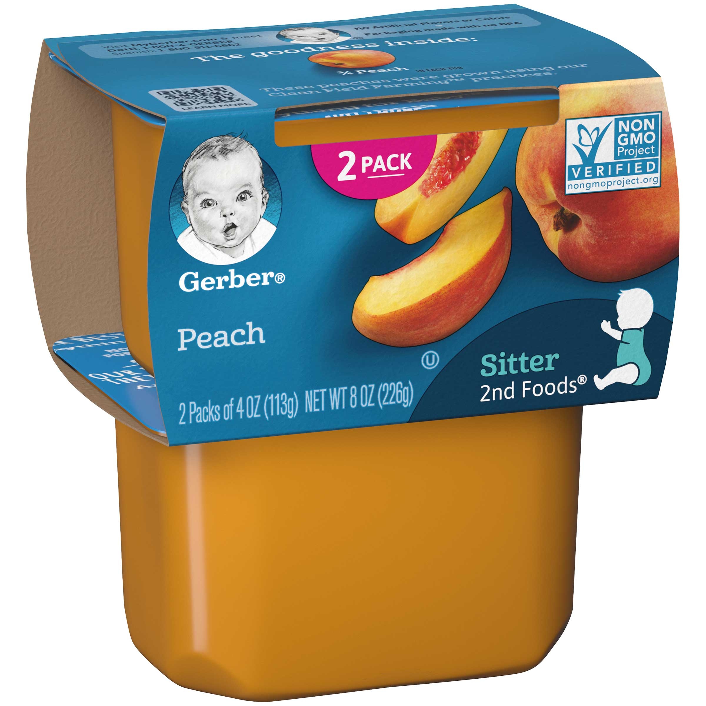 Gerber 2nd Foods Peach Baby Food, 8 Ounce -- 8 Per Case