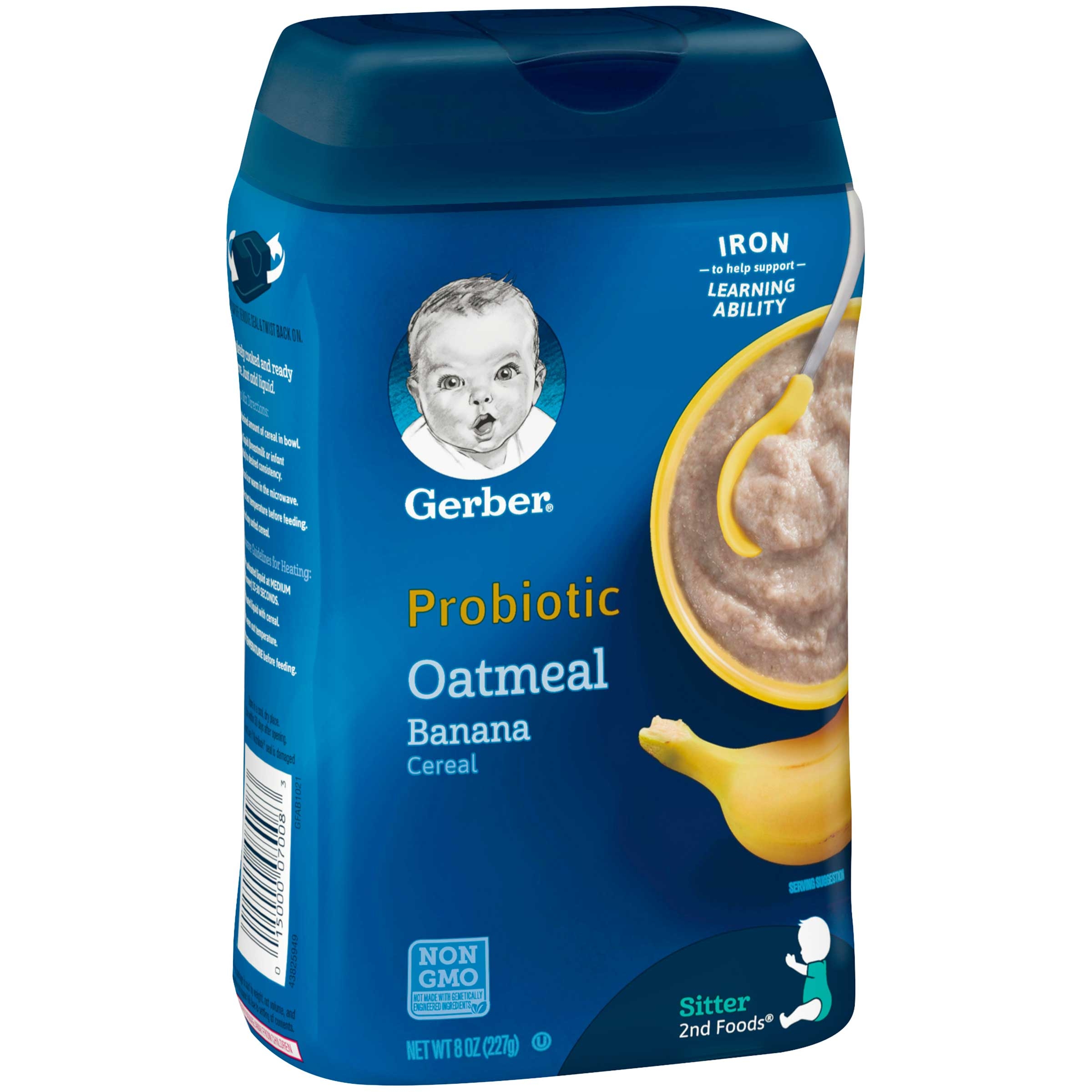 Gerber Probiotic Banana Oatmeal Cereal, 8 Ounce Tub -- 6 Per Case