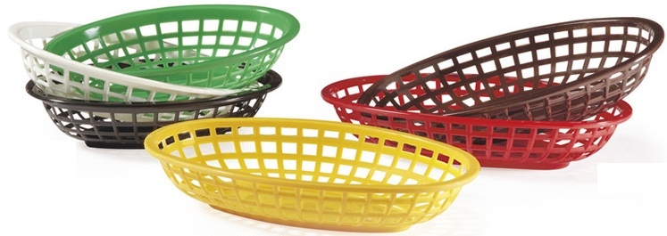 GET Enterprises Polypropylene Black Oval Basket, 8 x 5.5 inch -- 36 per case