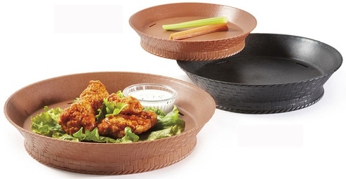 GET Enterprises Polypropylene Black Round Basket with Base and Slots, 10.5 inch -- 12 per case