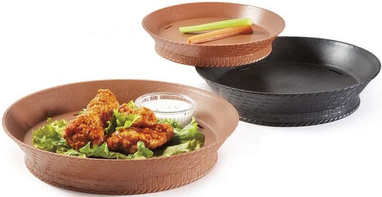 GET Enterprises Polypropylene Black Round Basket with Base and Slots -- 12 per case