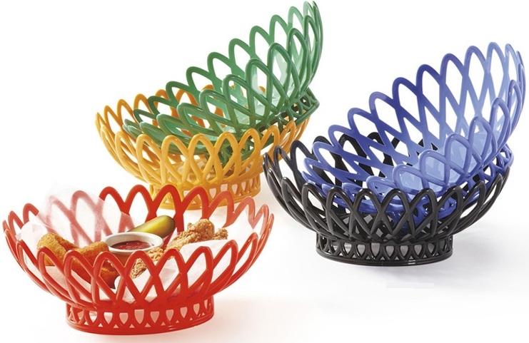 GET Enterprises Polypropylene Black Oval Basket, 10 x 8.25 inch -- 12 per case