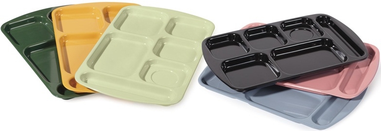 GET Enterprises Melamine Hunter Green Right Handed 6 Compartment Tray, 15.5 x 10 inch -- 12 per case