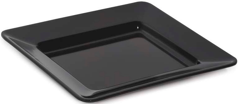 GET Enterprises Milano Melamine Black Square Plate, 12 inch -- 12 per case