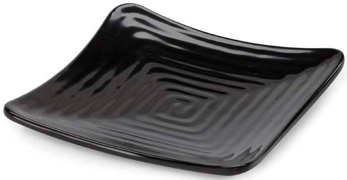 GET Enterprises Milano Melamine Black Square Plate, 6 inch -- 12 per case