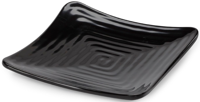 GET Enterprises Milano Melamine Black Square Plate, 13.75 inch -- 6 per case