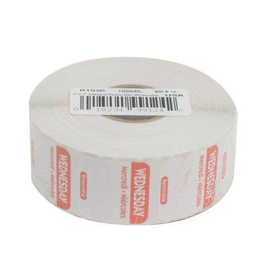 National Checking Company Dateit Red Wednesday Trilingual Removable Label, 1 x 1 inch -- 1000 per case