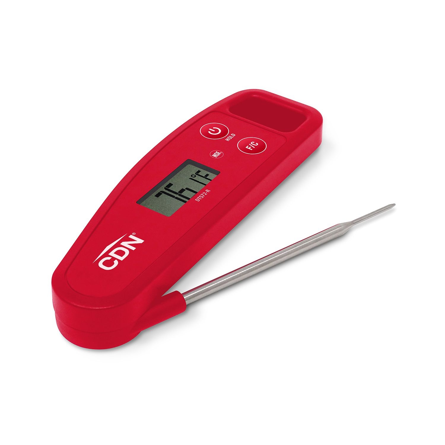 Cdn Red Digital Folding Thermometer, 1.57 Inch Width X 5.08 Inch Length X 0.67 Inch Depth