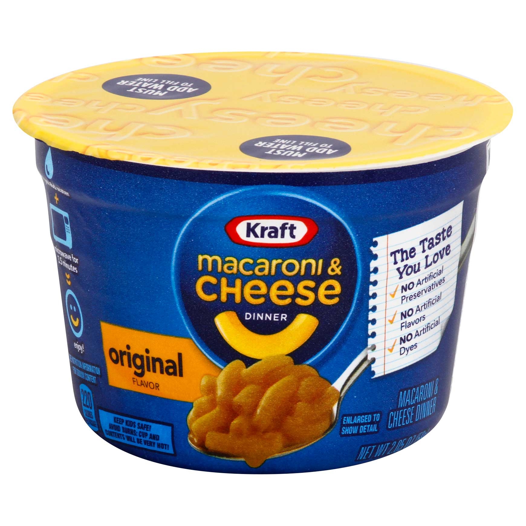 Kraft Entree Macaroni and Cheese Easy Original Flavor Macaroni Cup, 2.05 Ounce -- 10 per case.