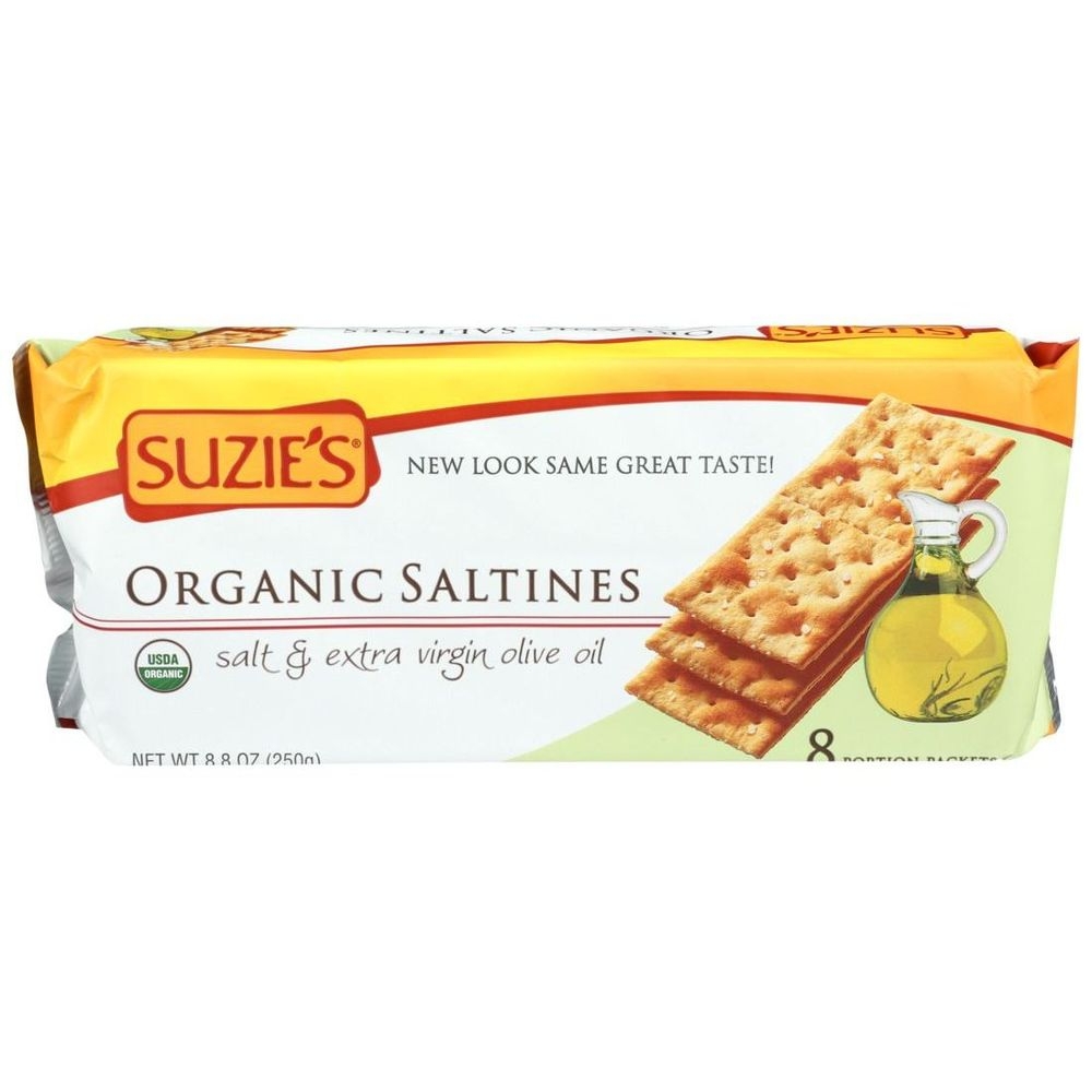 Suzies Organic Salt and Extra Virgin Olive Oil Saltines Crackers, 8.8 Ounce -- 12 per case