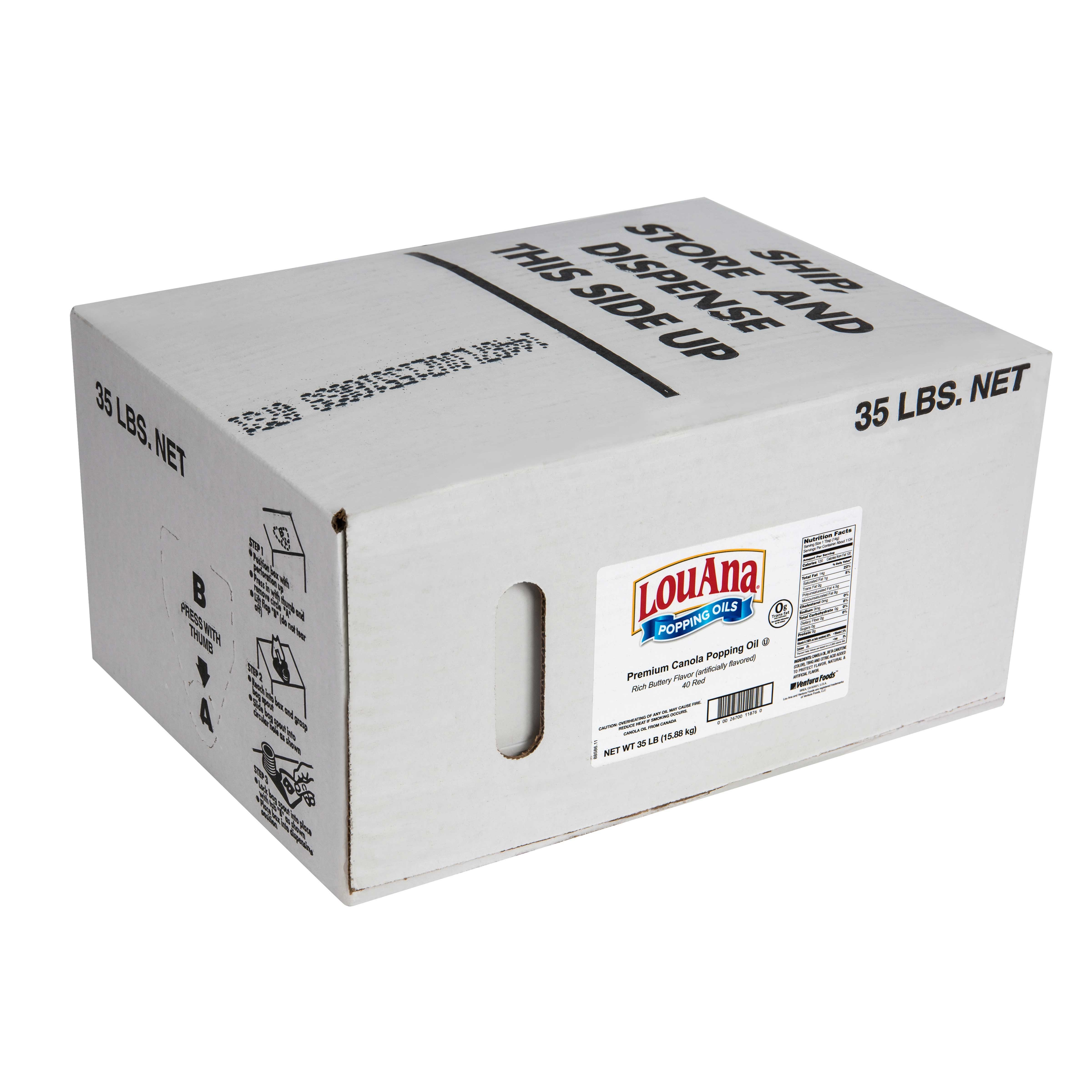 Lou Ana No Trans Fat Canola Popping Oil, 35 Pound.