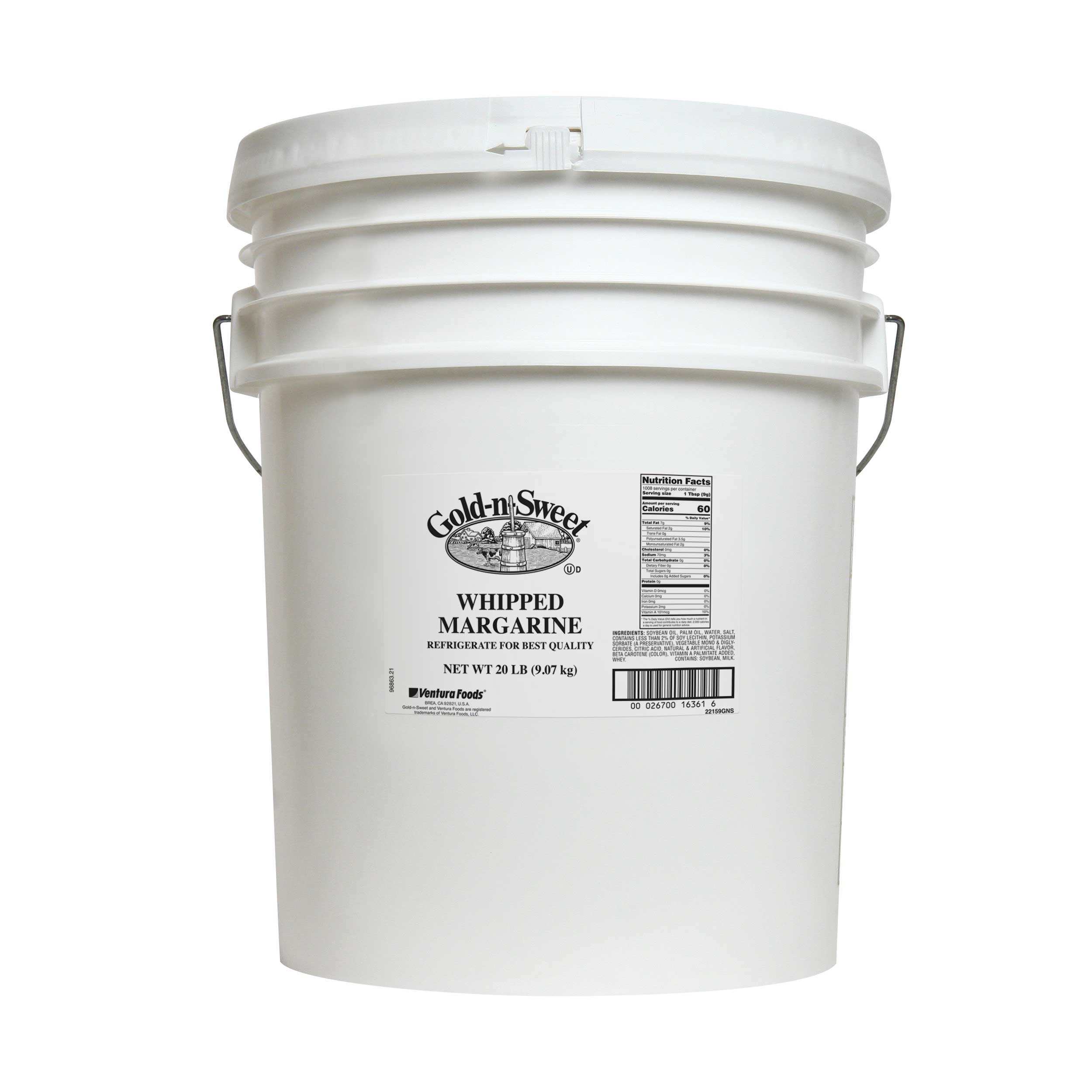 Gold N Sweet Non PHO Whipped Margarine, 20 Pound Pail.