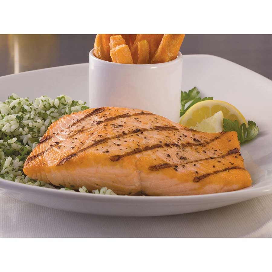 Trident Seafoods Farm Raised Skinless Boneless Atlantic Salmon Fillet - 6 Ounce Pieces, 10 Pound