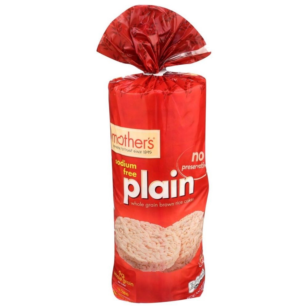 Mothers Plain Sodium Free Whole Grain Brown Rice Cakes, 4.47 Ounce -- 12 per case