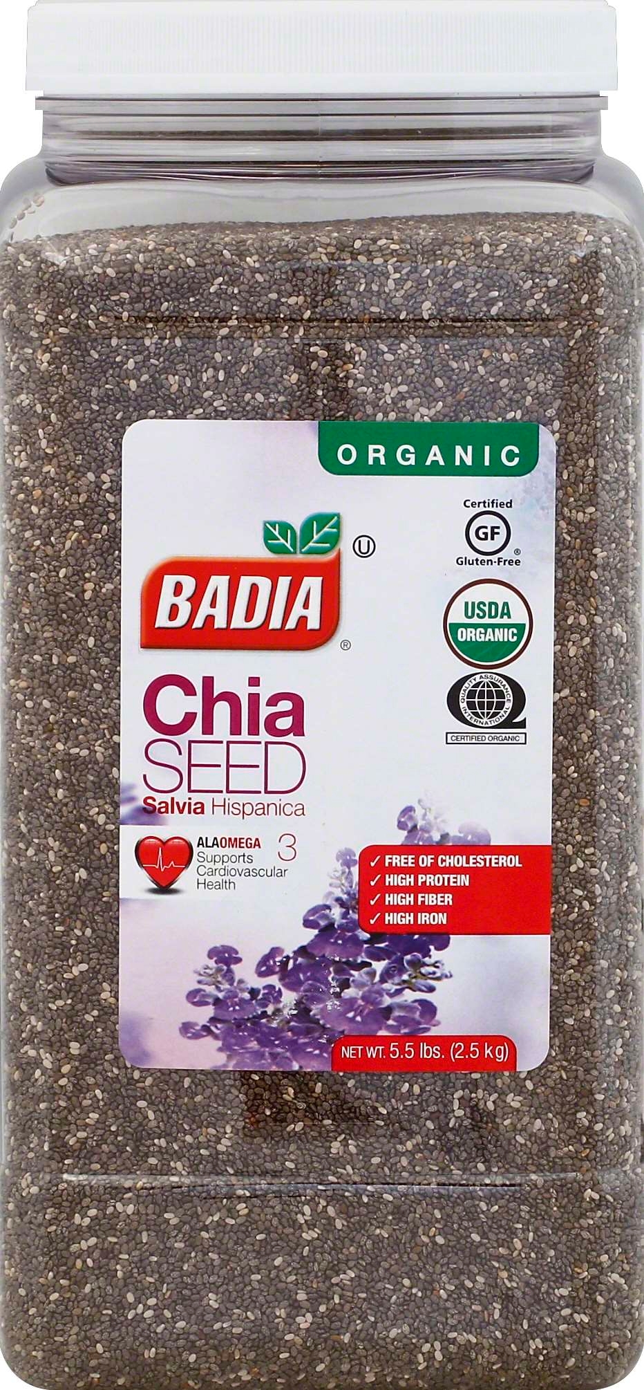 Badia Organic Chia Seeds, 5.5 Pounds Bottle -- 2 per case