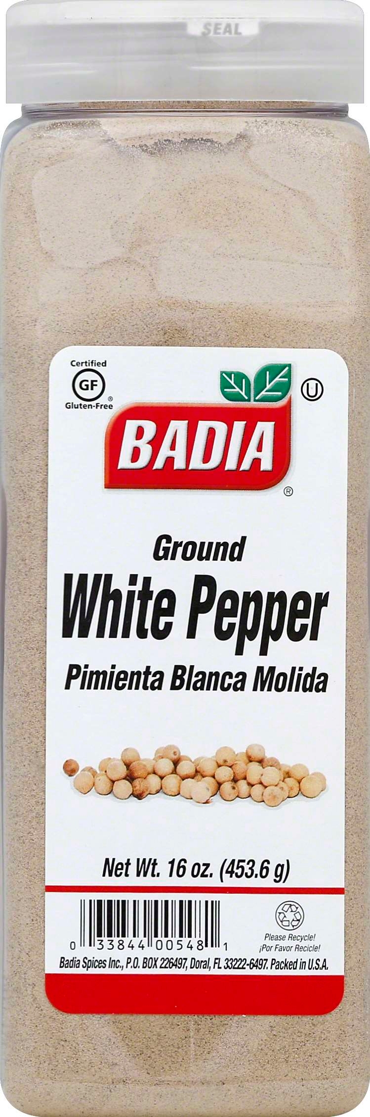 Badia Ground White Pepper, 16 Ounce Bottle -- 6 per case