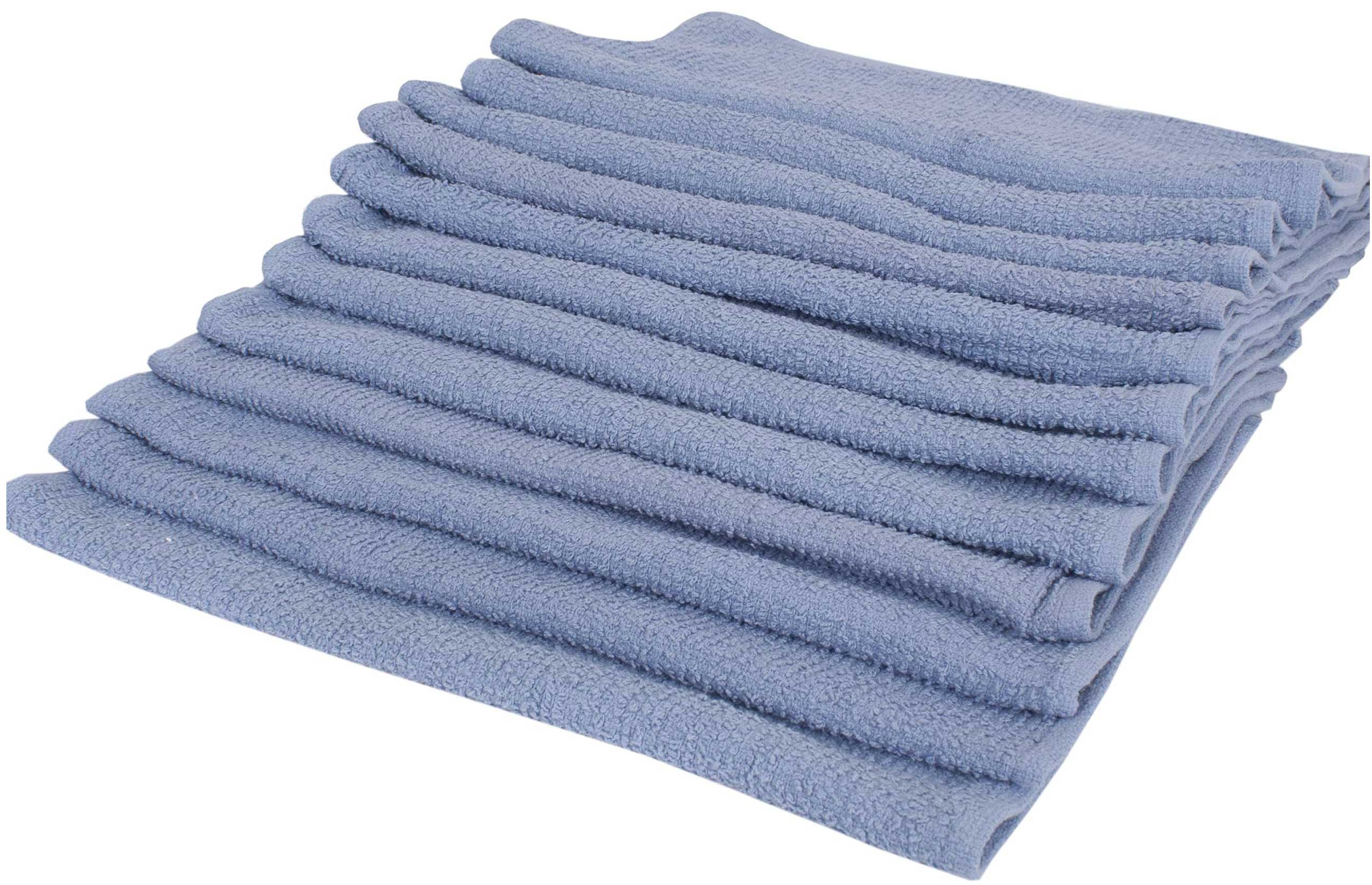 John Ritzenthaler Blue Ribbed Terry Bar Towel, 16 x 19 inch -- 144 per case