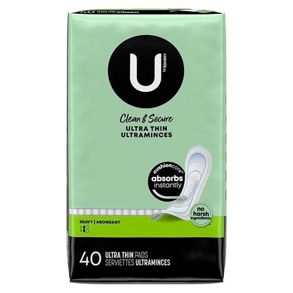 U By Kotex Premium Ultrathin Heavy Pad, 40 count -- 6 per case