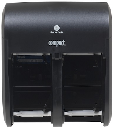 Georgia Pacific Compact Quad Black Four Roll Coreless Toilet Paper Dispenser