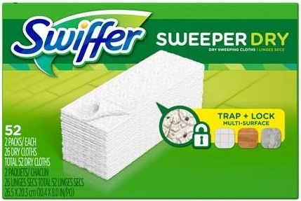 Swiffer Unscented Dry Cloth, 52 count per pack -- 3 per case