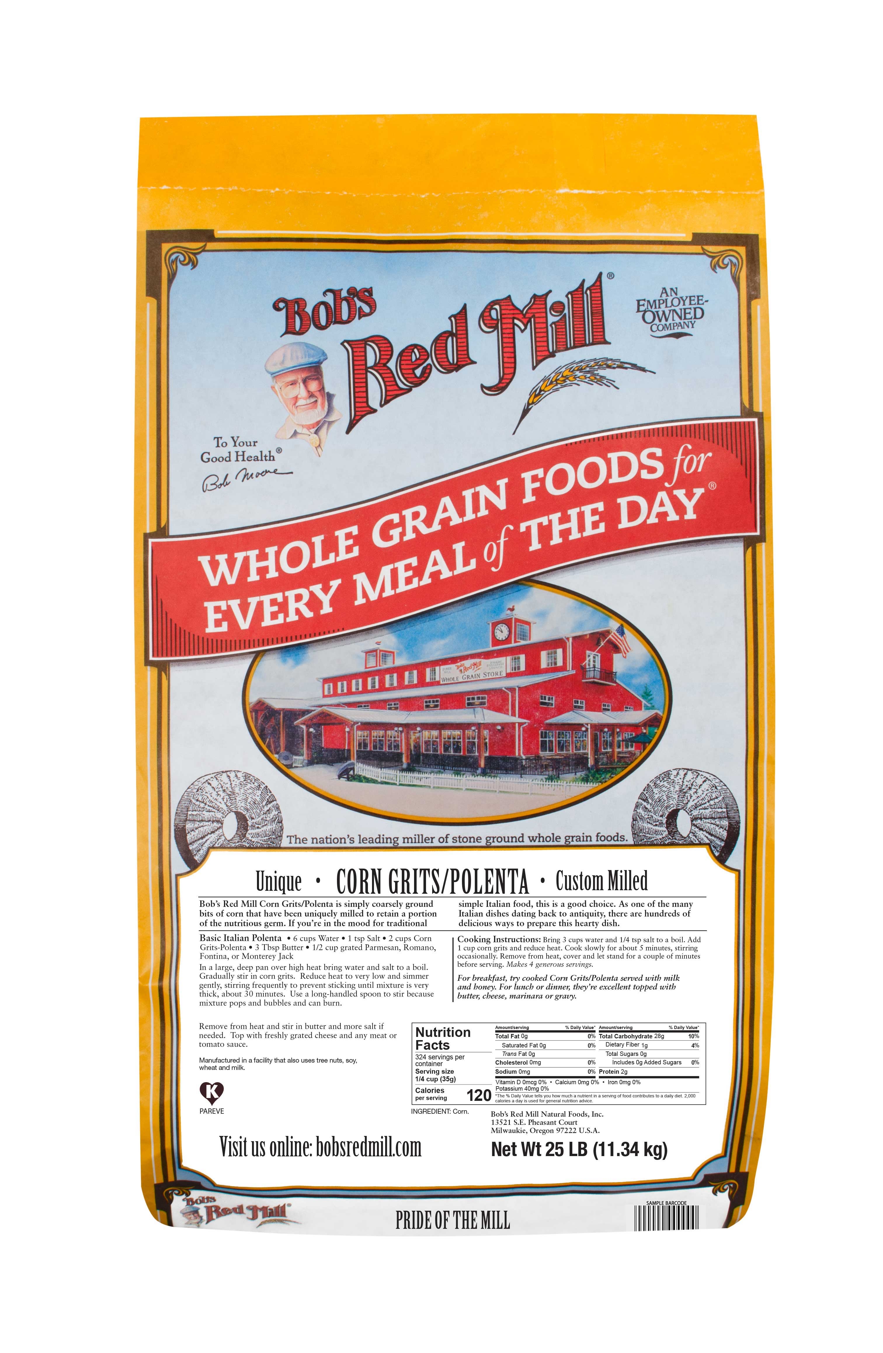 Bobs Red Mill Corn Grits, 25 Pound.
