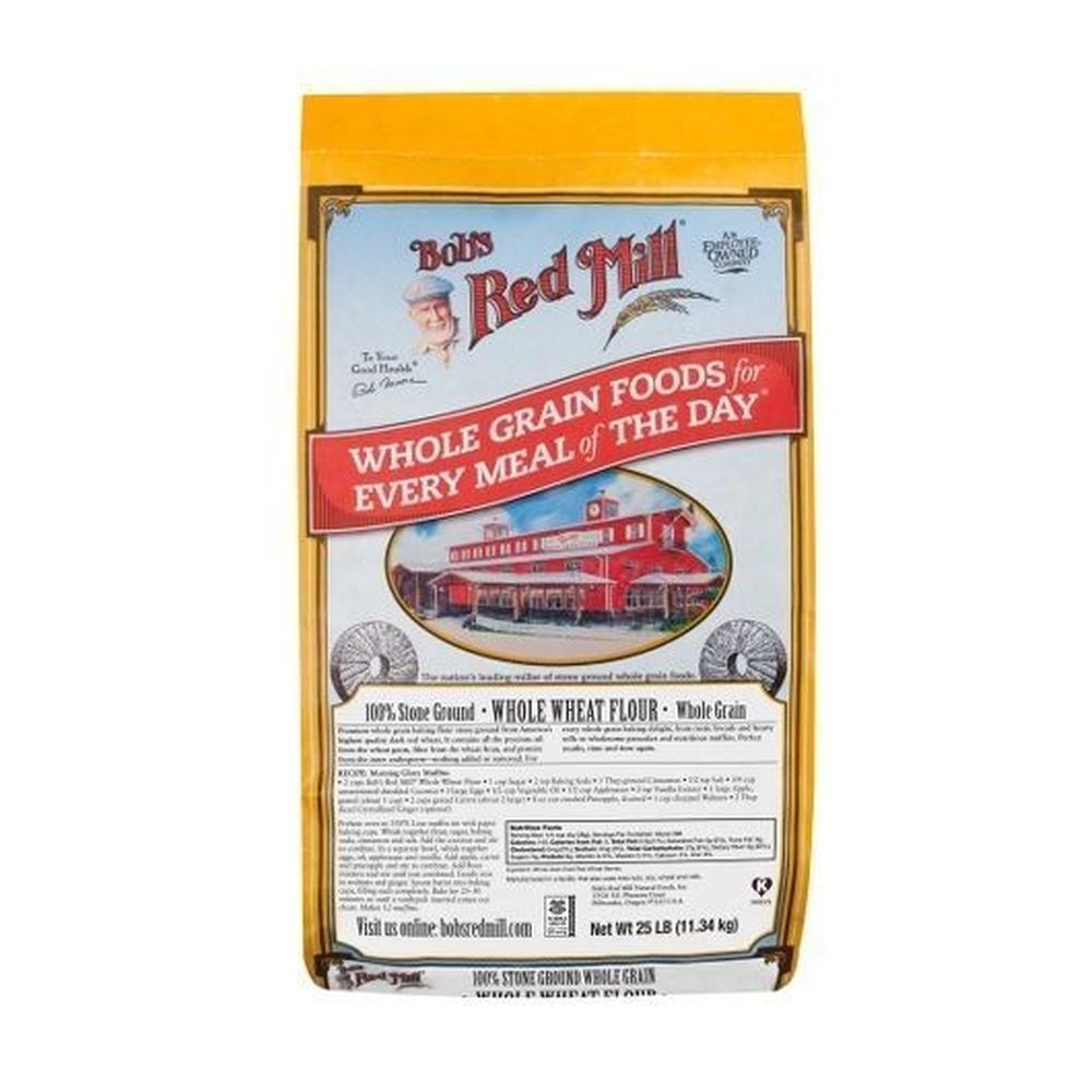 Bobs Red Mill 100 Percent Stone Ground Whole Wheat Flour, 25 Pound