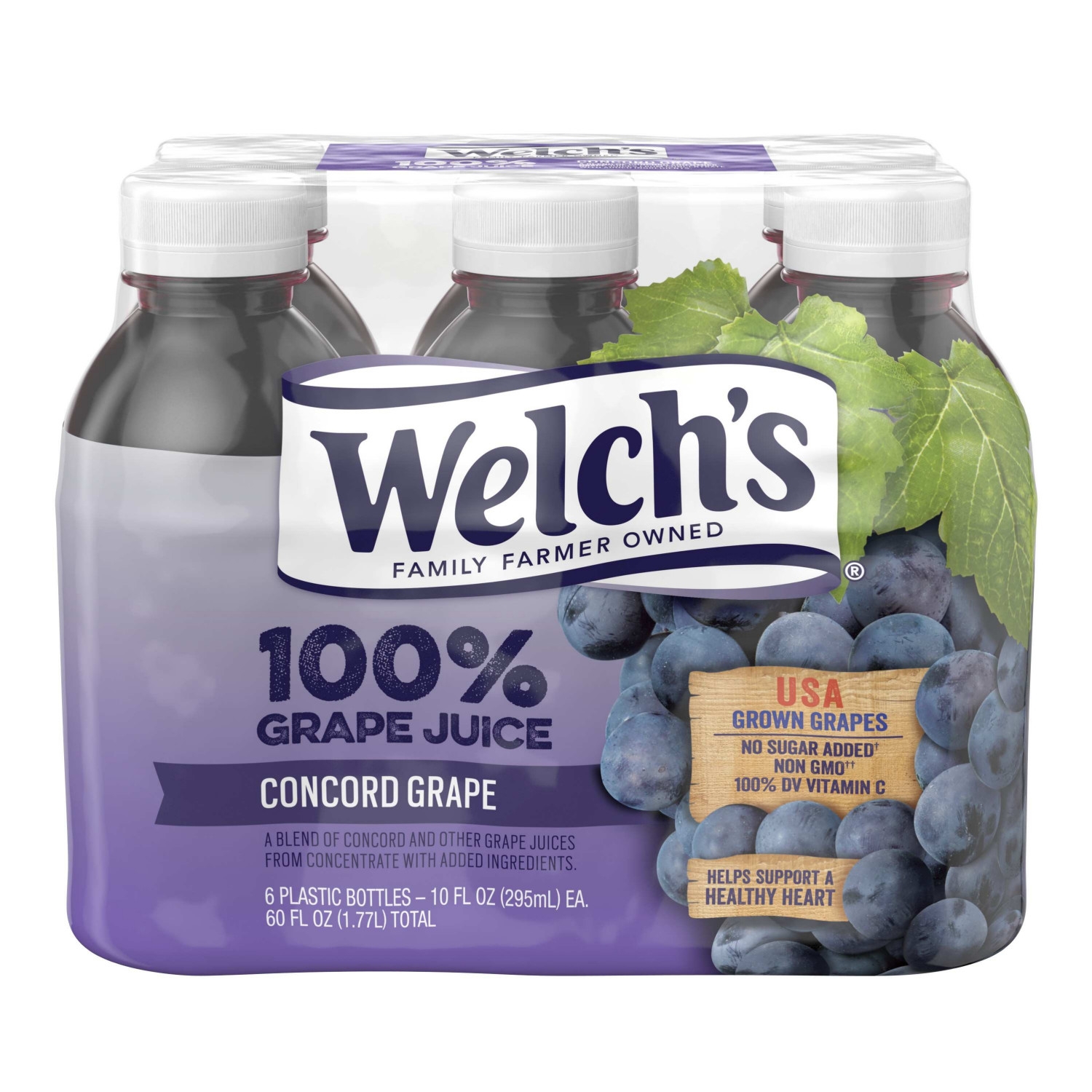 Welchs 100 Percent Grape Juice, 10 Ounce - - 6 per pack -- 4 packs per case.