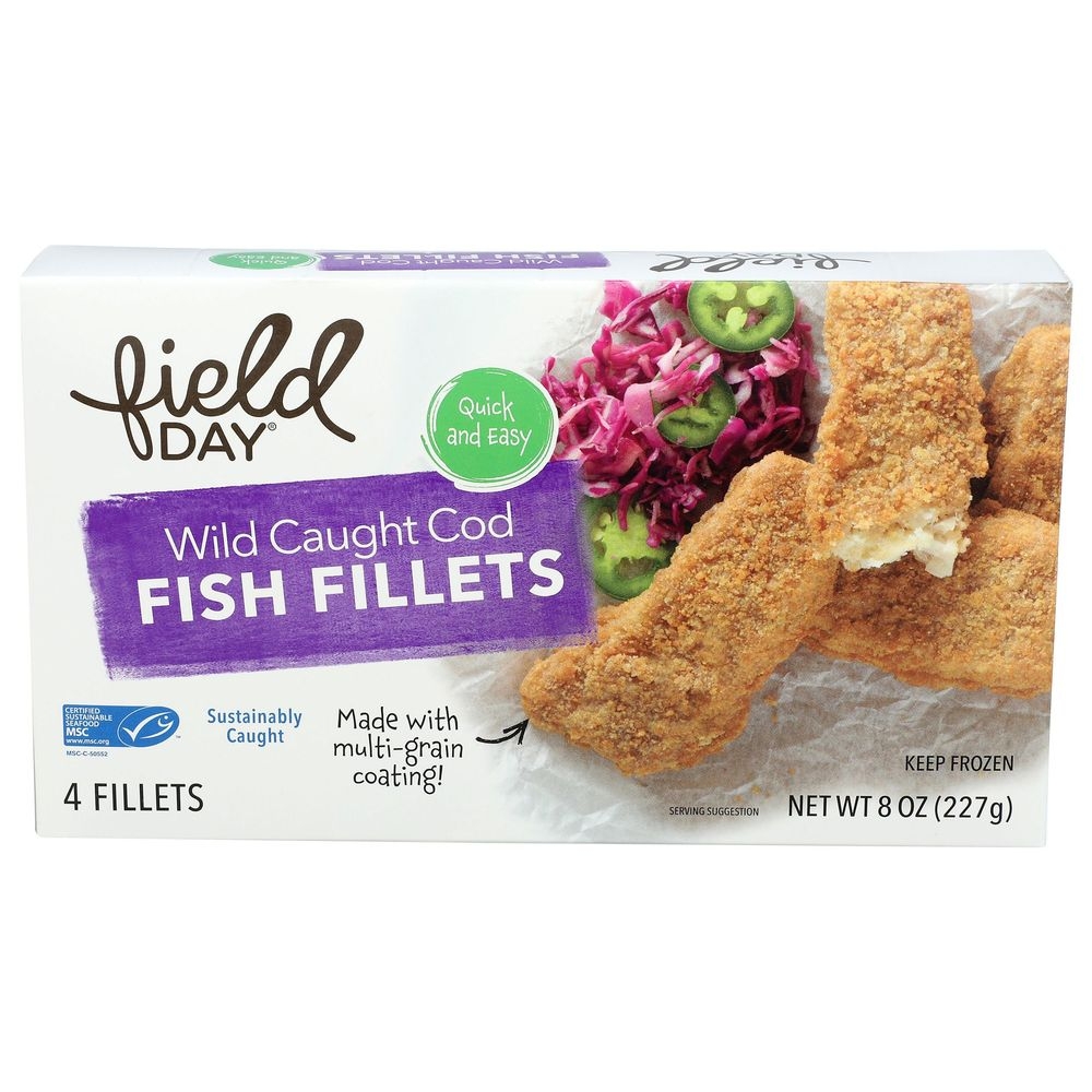 Field Day Wild Caught Cod Fish Fillets, 8 Ounce -- 12 per case