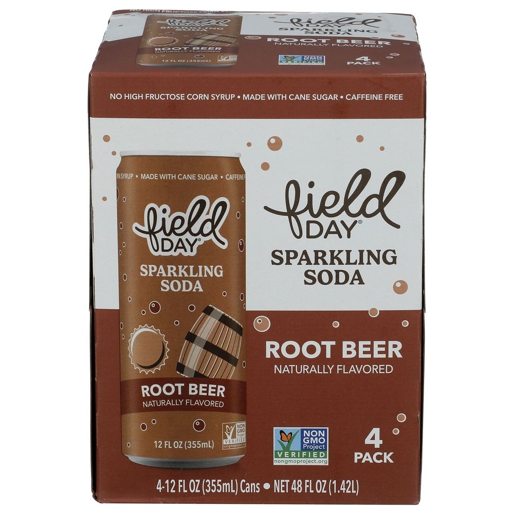 Field Day 12 Fluid Ounce Root Beer Sparkling Soda, 4 count -- 6 per case