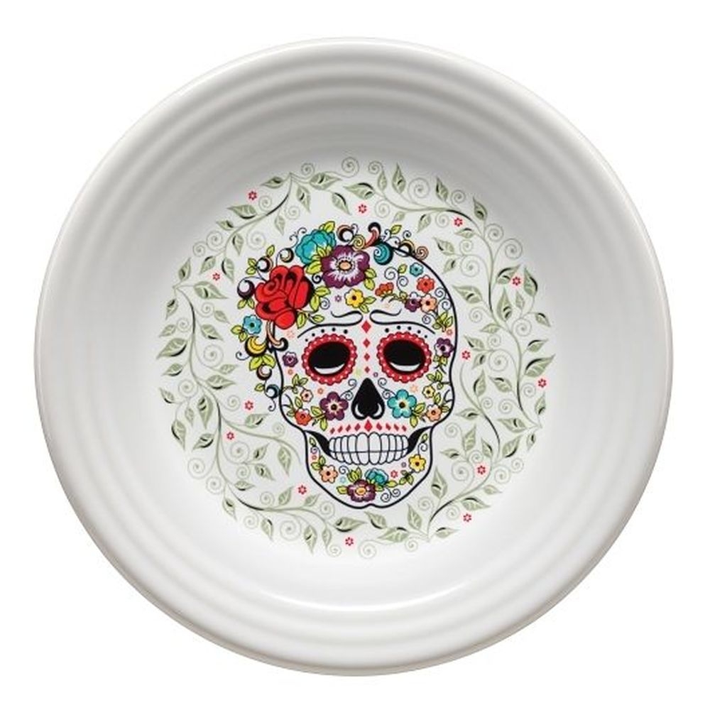 Fiesta Skull and Vine Sugar 9 inch Dia. Classic Rim Luncheon Plate, 12 count