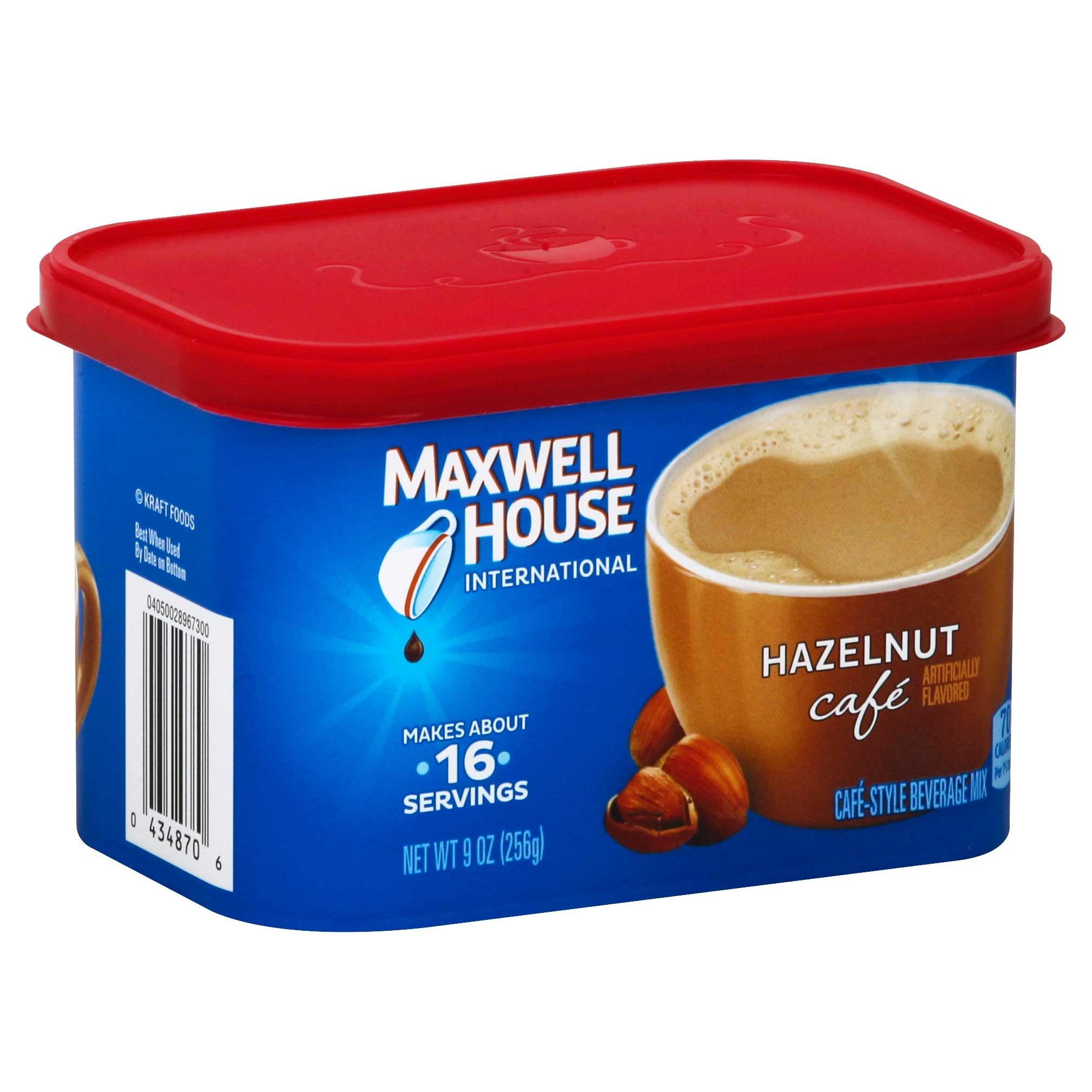 Maxwell House Hazelnut Flavored Cafe Style Instant Beverage Mix, 9 Ounce -- 8 per case.