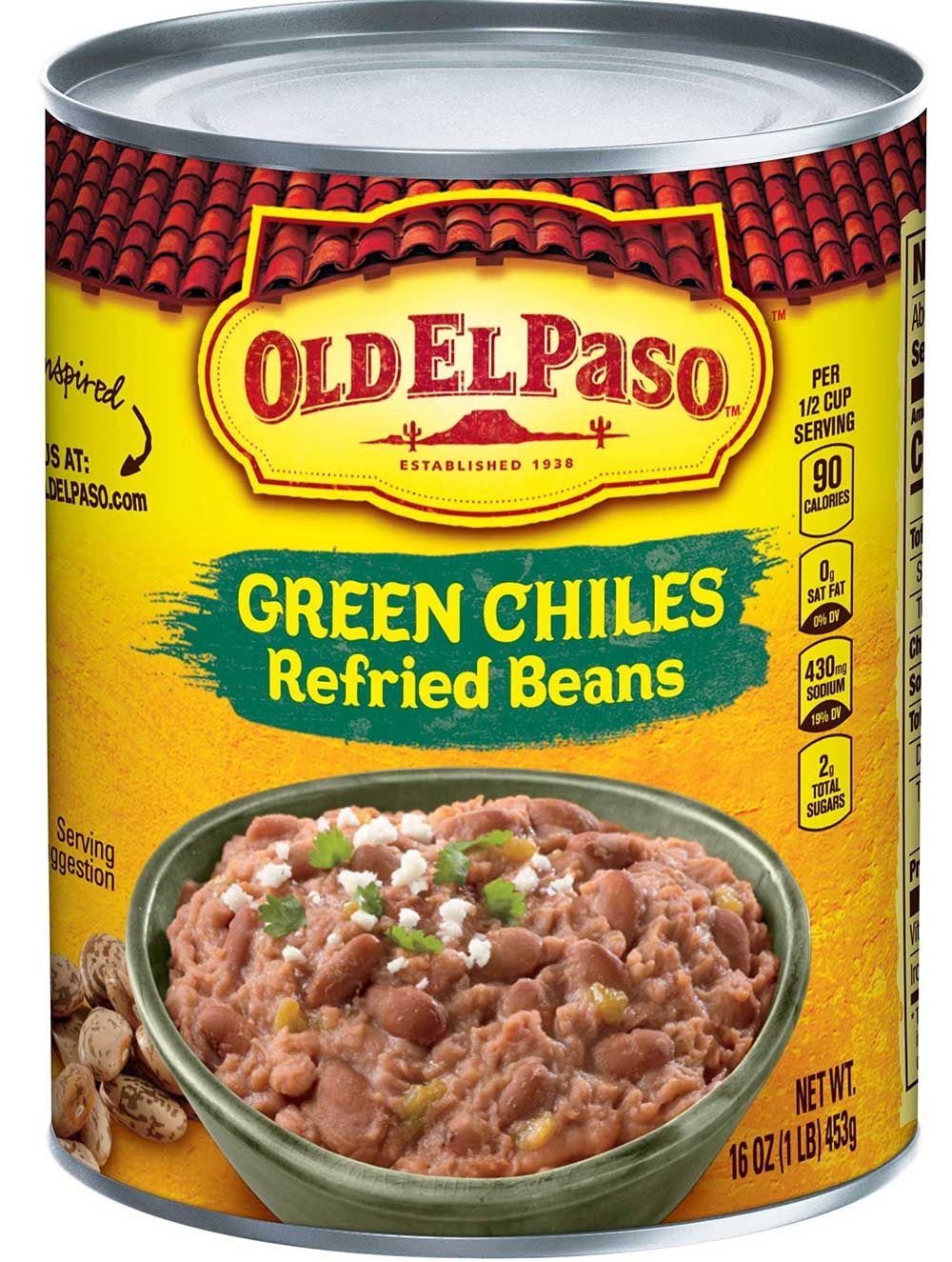 Old El Paso Refried Beans with Green Chilies, 16 Ounce -- 12 per case