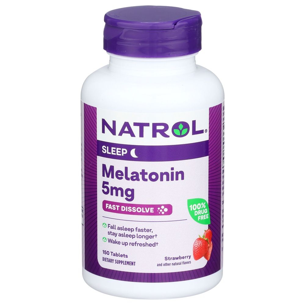 Natrol Strawberry Fast Dissolve 5 mg Melatonin Sleep Tablets, 150 count