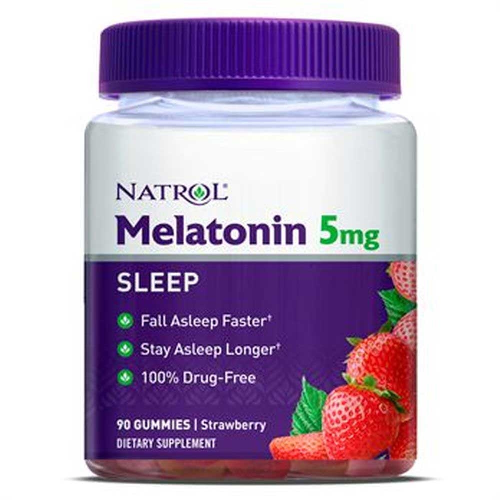 Natrol Strawberry Flavor 5mg Melatonin Sleep Support Gummies, 90 count