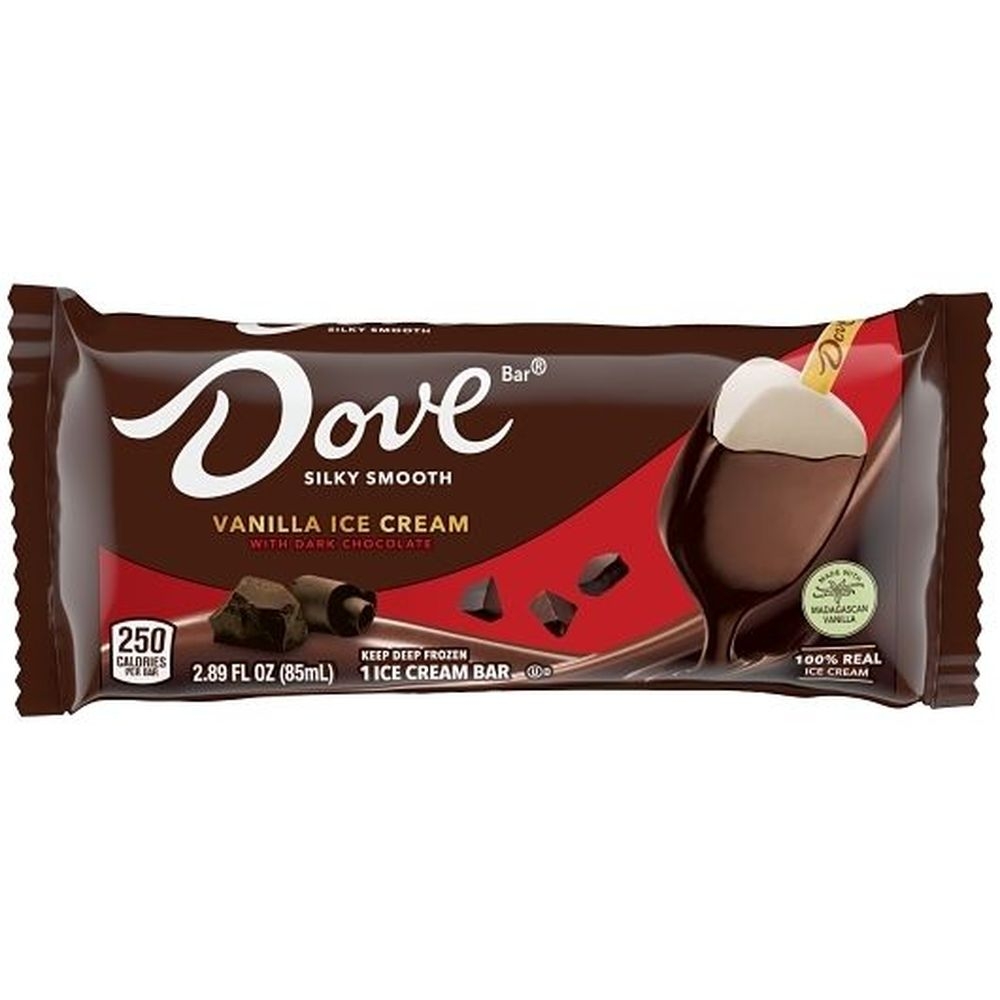 Dove Vanilla with Dark Chocolate Ice Cream Bar, 2.89 Fluid Ounce - 12 per case