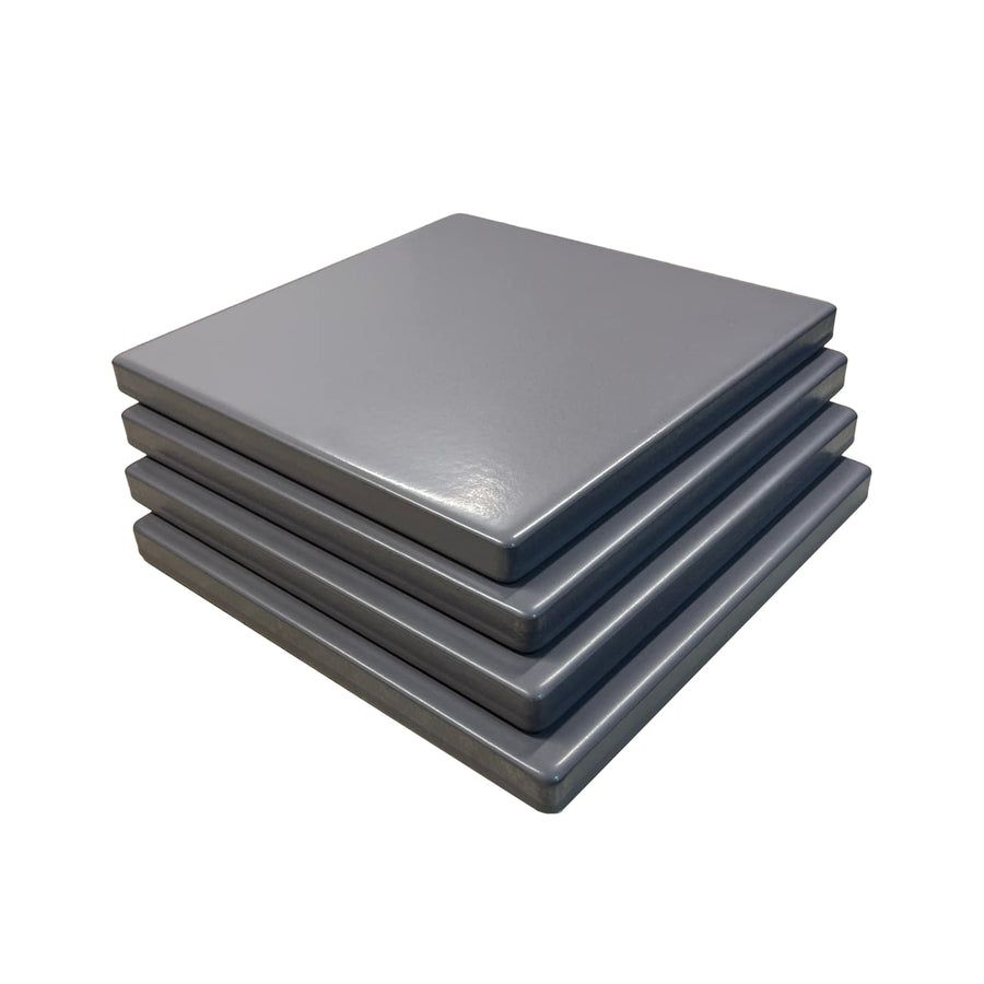 Old Stone Grey Glazed Cordierite Square Pizza Stone 4 Piece Set, 7.5 x 7.5 inch
