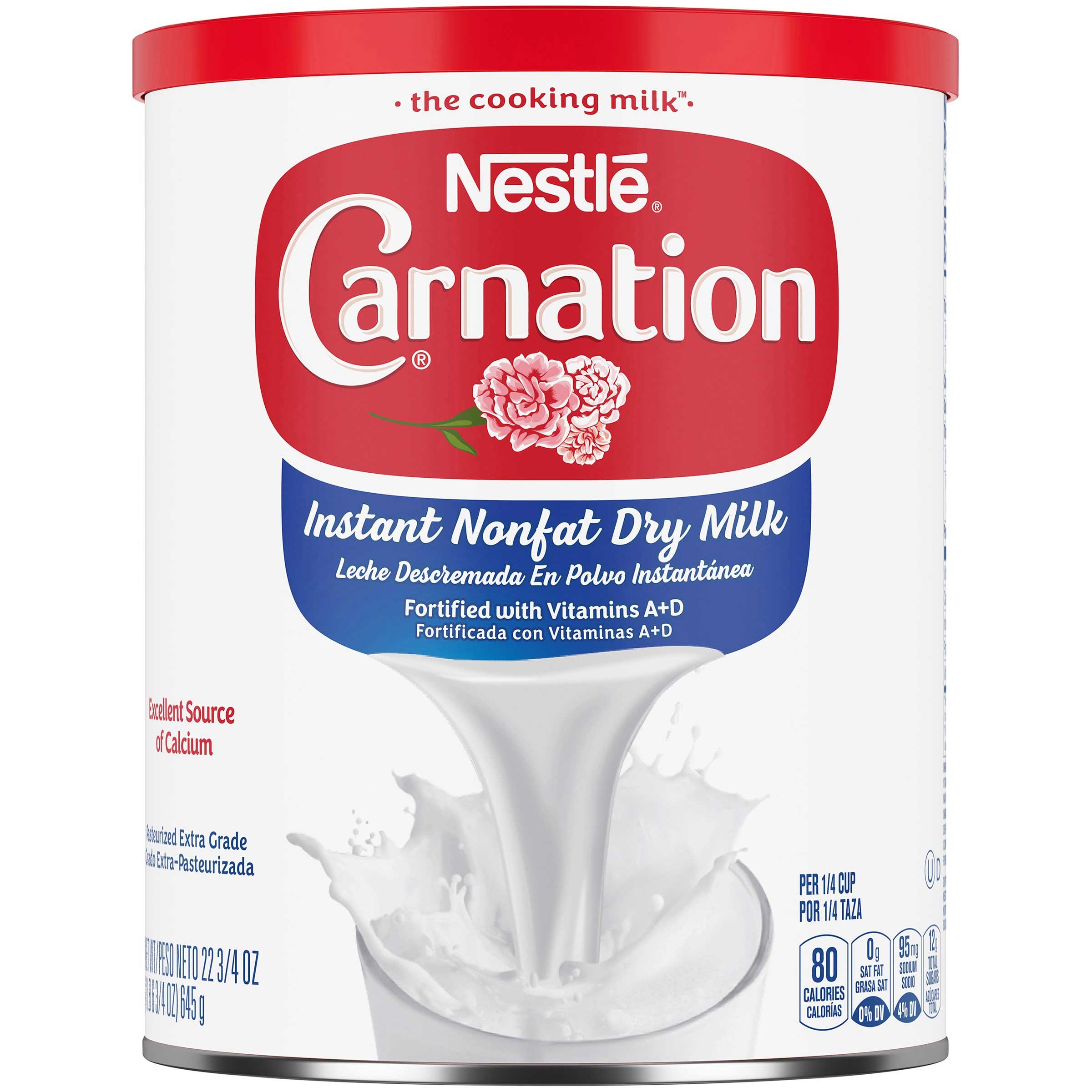 Nestle Carnation Instant Nonfat Dry Milk, 22.75 Ounce Canister Tray -- 4 per case