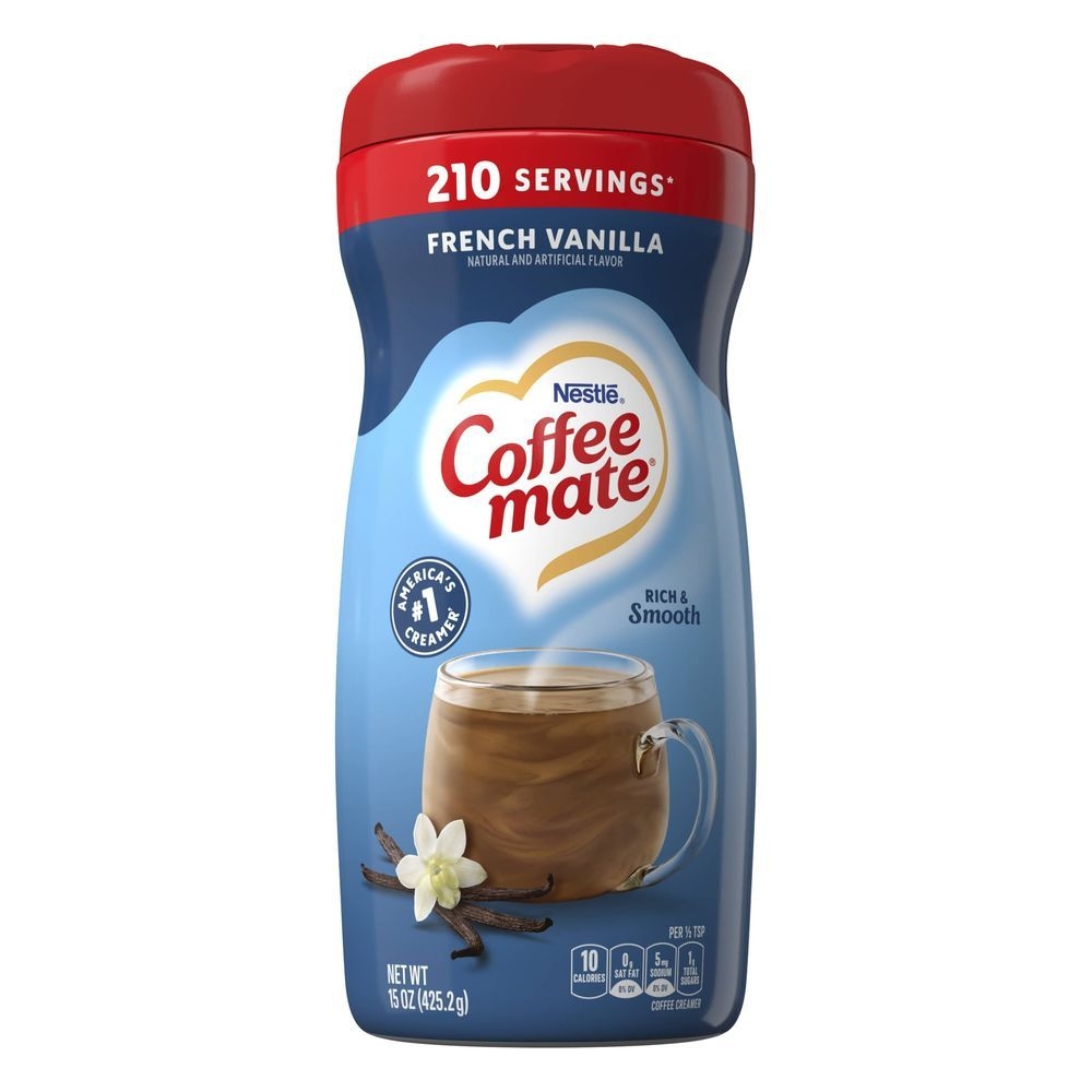 Coffee-Mate French Vanilla Powder Creamer - 15 oz. canister, 6 cansiters per case