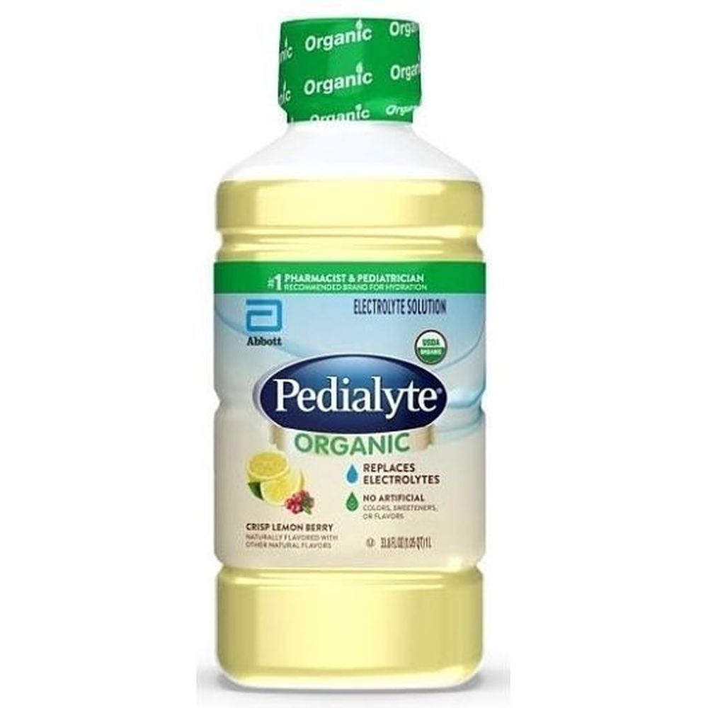 Pedialyte Organic Crisp Lemon Berry Flavored Electrolyte Solution, 1 Liter -- 4 per case