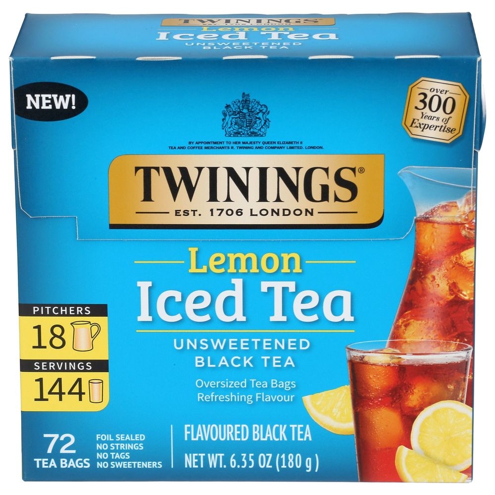 Twinings Lemon Black Iced Tea, 72 tea bags -- 6 per case