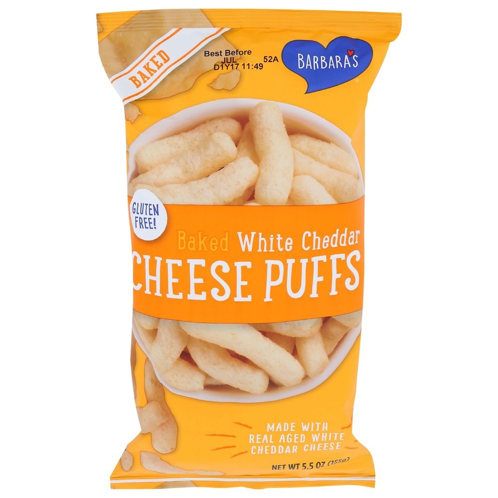 Barbaras Baked White Cheddar Cheese Puffs, 5.5 Ounce -- 12 per case